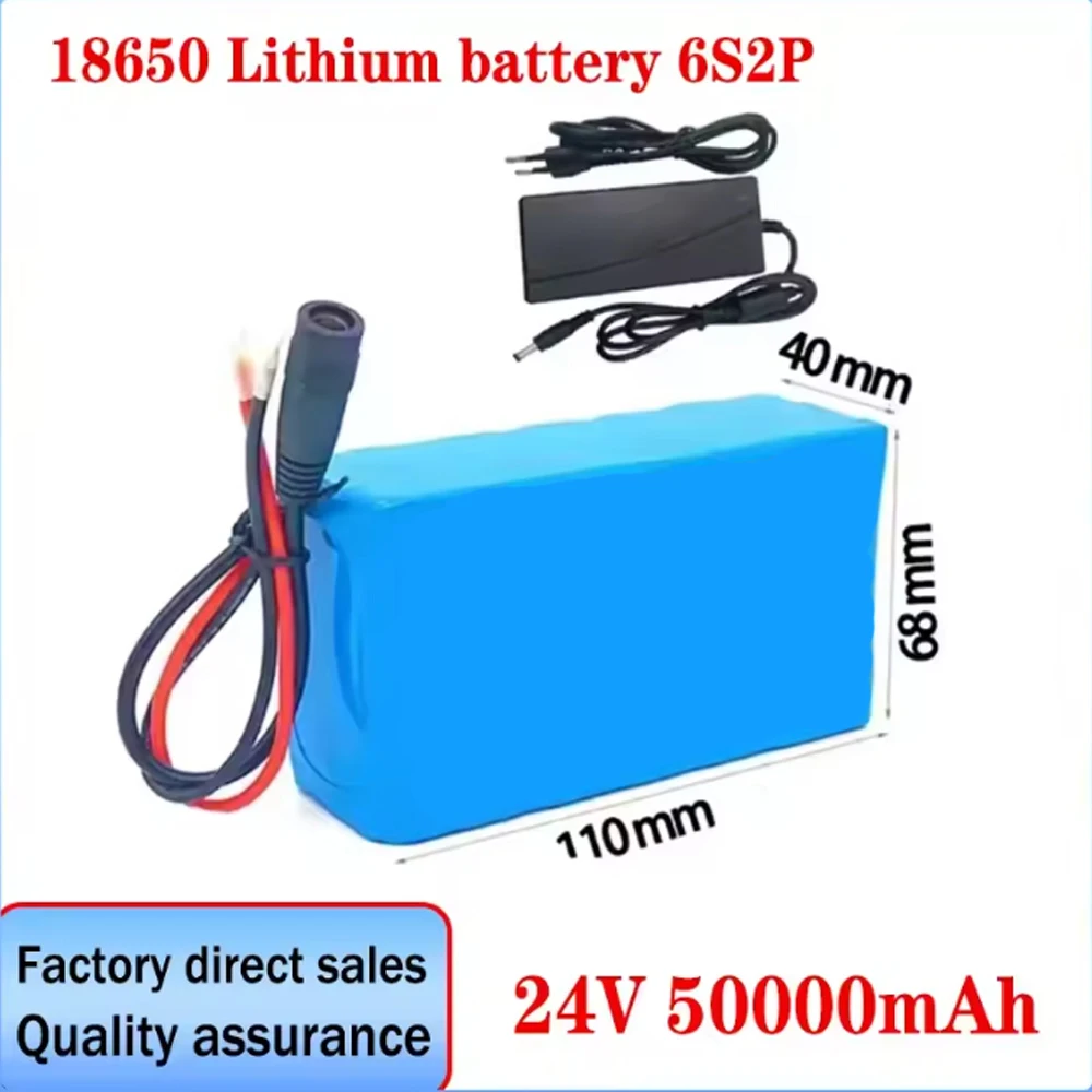 🔥 24 V 50000 mAh 6s2p 18650 lithium batterij oplaadbare batterij met BMS bescherming boord lithium-ion batterij met lader