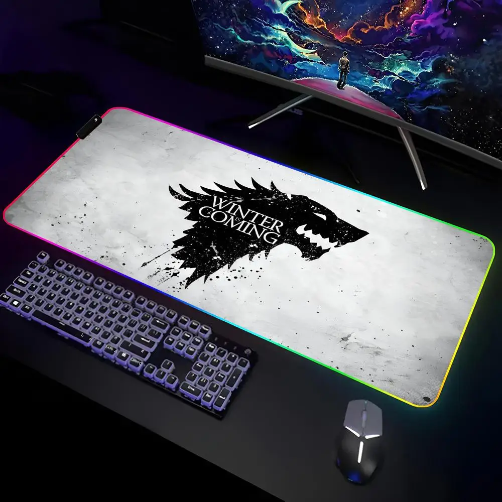 Film G-Game Of T-Thrones Mouse Pad Gamer RGB Deskmat Keyboard Mat Gaming Laptops LED Mousepad Desk Protector Anime Mause Mats