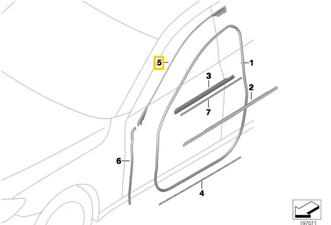 1 piece Front/ Rear Left/ Right  Rear side Door Rubber Seal for BMW F01 F02 740i 750i 740Li 750Li