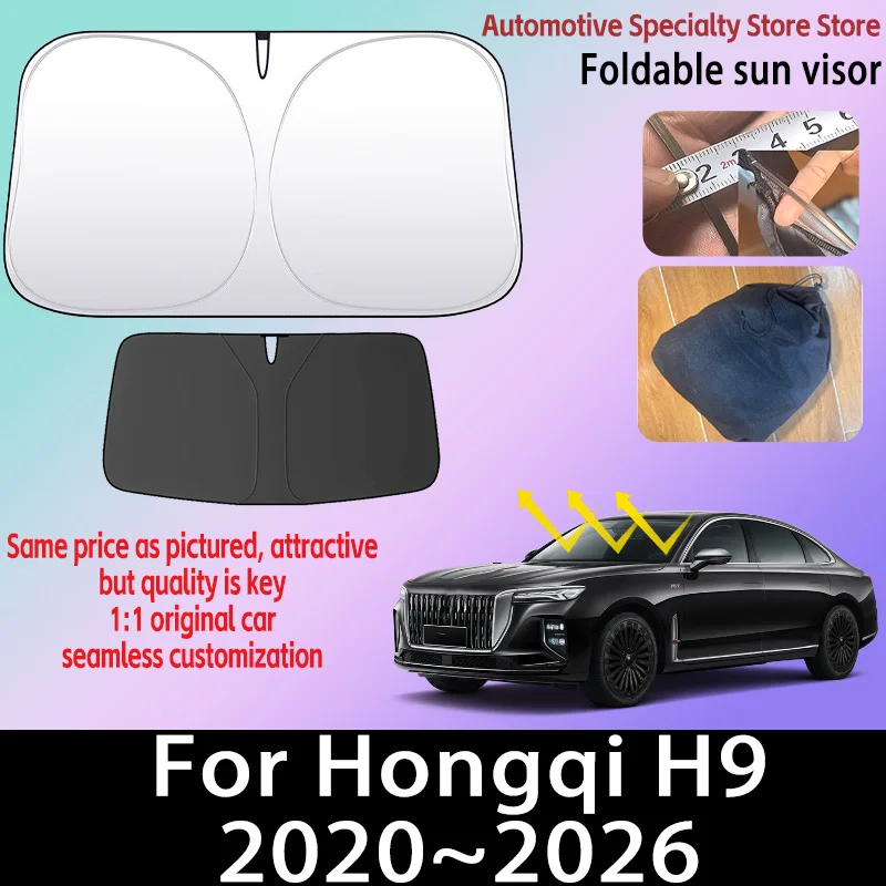 

For Hongqi H9 2020~2026 2025 2024 Front Windshield Sunshade Fold Shade UV Shade Solar Sun Shade Privacy Curtain Car Accessories