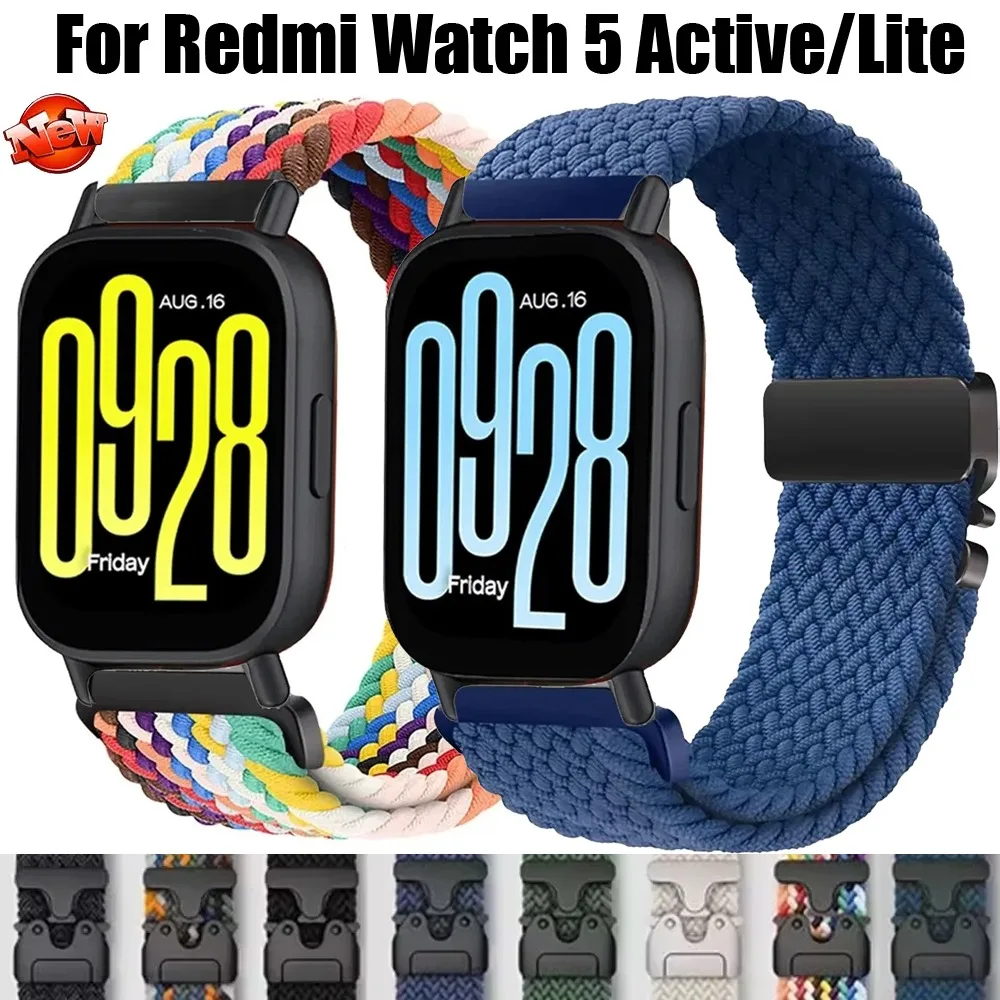 22mm 20mm Geflochtenes Nylon-Schlaufenarmband für Redmi Watch 5 Active/Lite Fallschirmschnallen-Armband für Amazfit Active 3-2/Max Bip 6-5