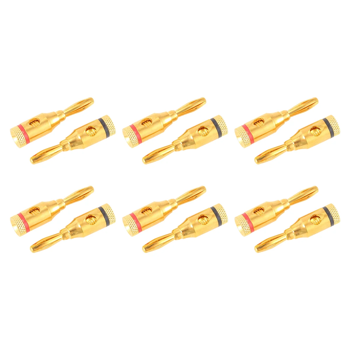 Plugue ou conector banana banhado a ouro ABLK (tipo parafuso aberto) (6 pares (12 plugues)) Conector de fio de alto-falante de plugue de áudio