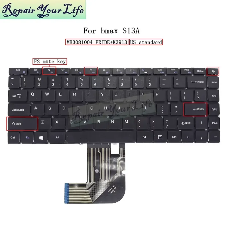Replacement Keyboard for MB3081004 YXT-NB93-93 LINCPLI P1 US Layout