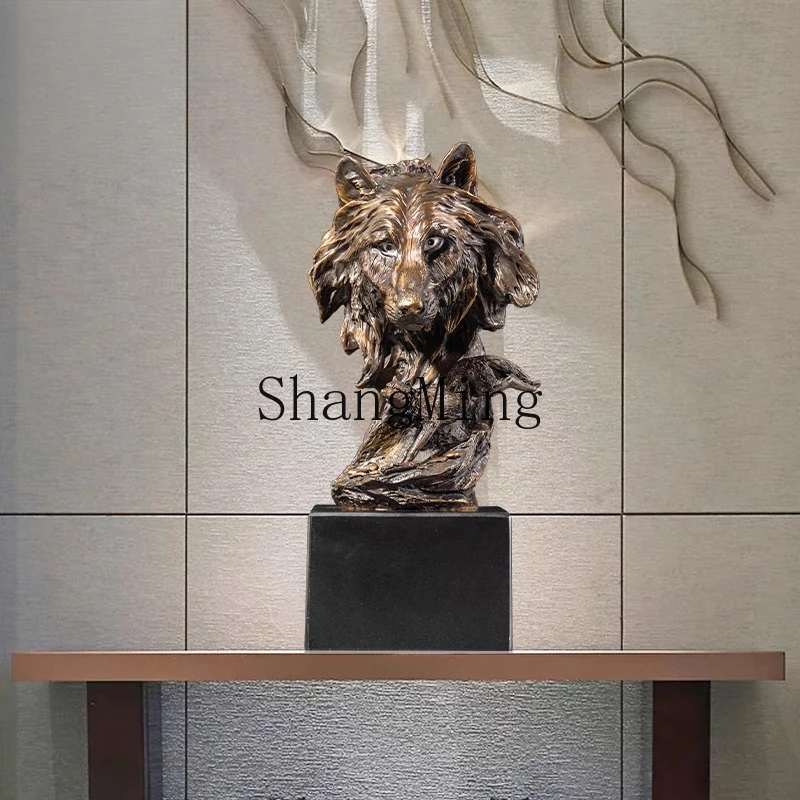 CL Brass Wolf Ornament New Chinese Style Living Room Study Office Decoration