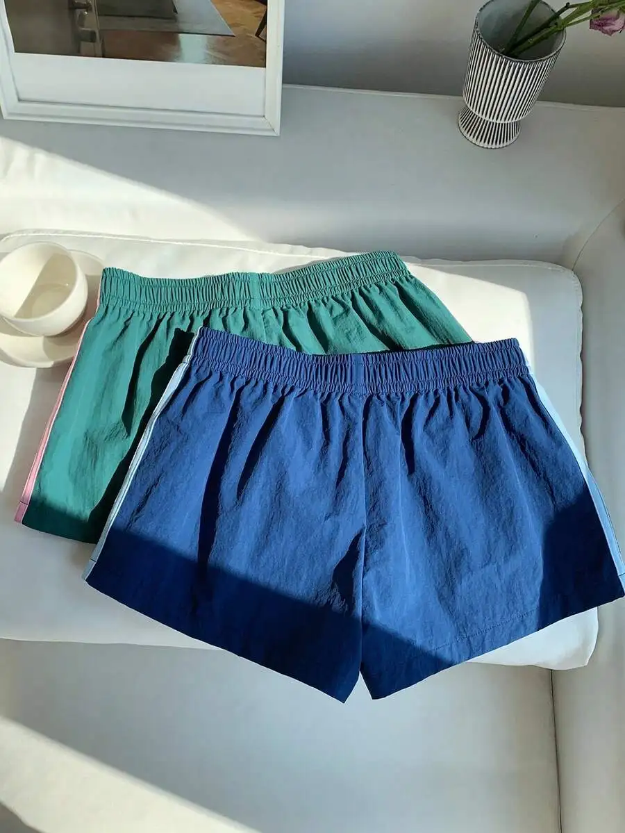 

Women Elastic Waist Side Stripe Loose Casual Shorts Athletic Shorts