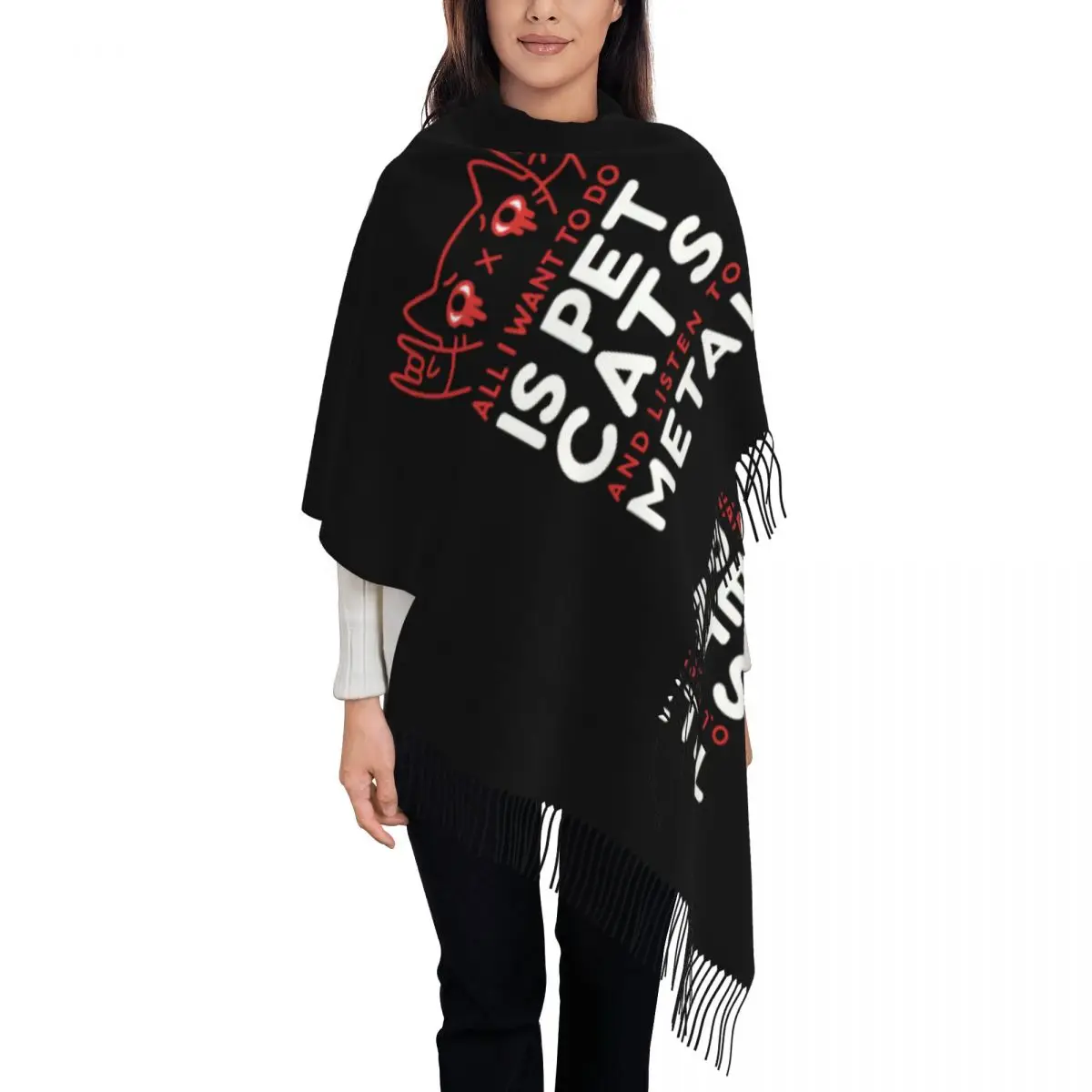 

Изготовленные на заказ все, что я хочу сделать, это домашние кошки и слушайте металлический шарф с кисточками, женские мягкие шаль, женские зимние шарфы