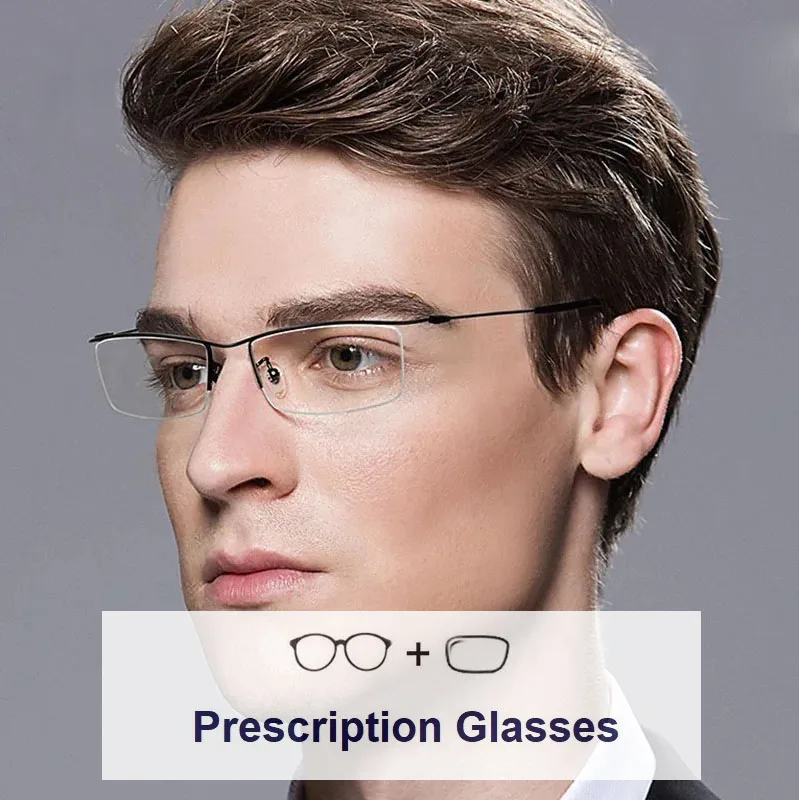 

Pure Titanium Frame Men's Glasses with Prescription Lens Half-frame Myopia Optical Myopia Anti Blue Photochromic Progressive