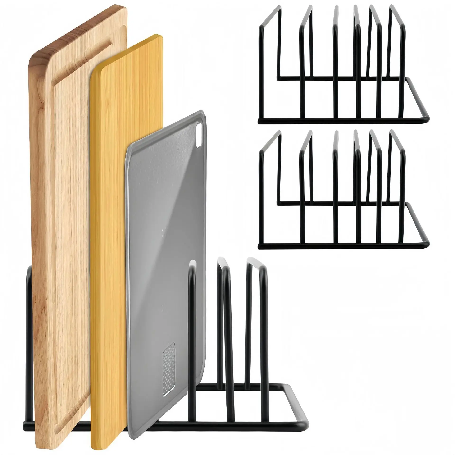 Rack de tábua de corte de cozinha de 5 camadas, rack de tábua de corte de aço carbono, rack de armazenamento de tampa de panela de cozinha-organizador e armazenamento de cozinha