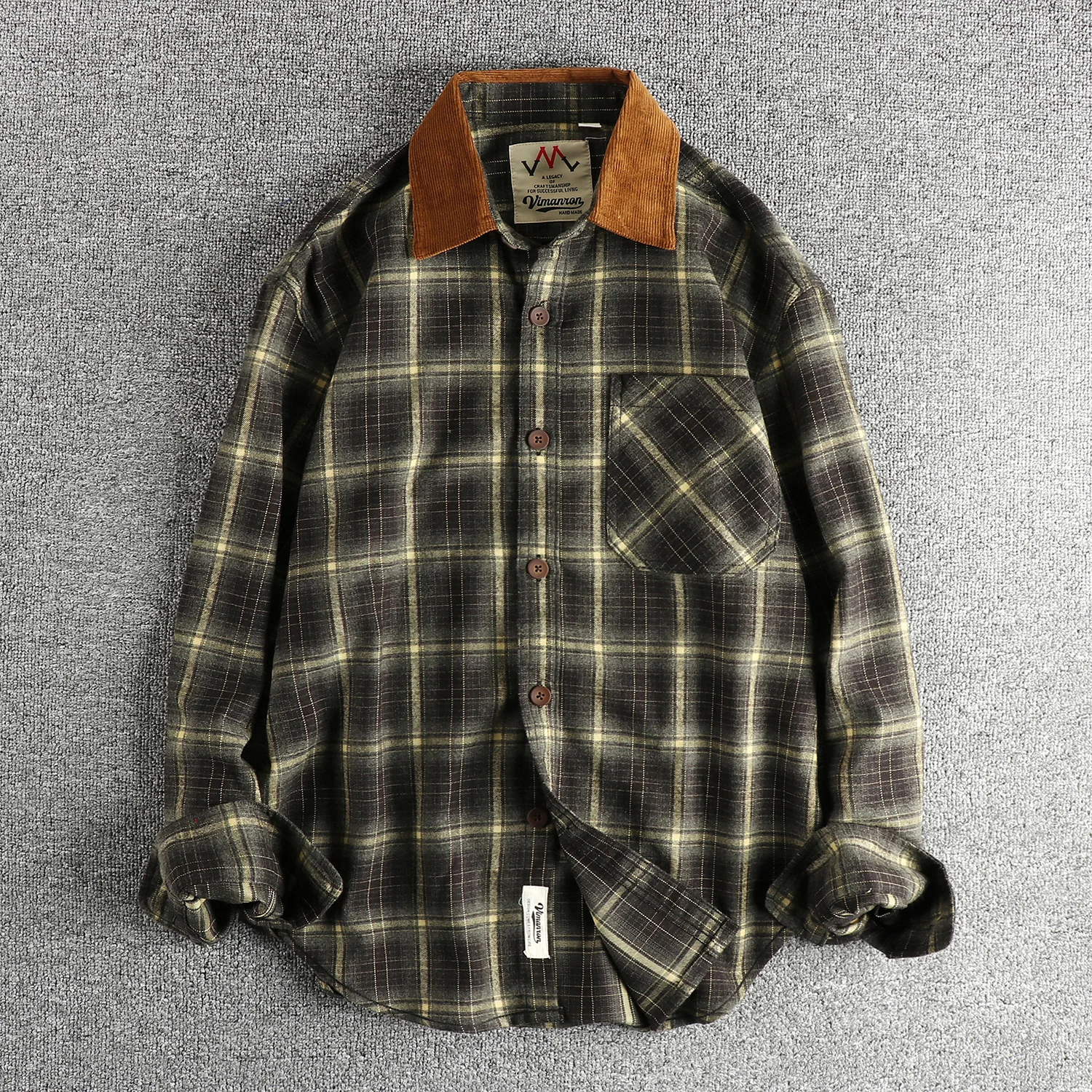 

Осенняя новая американская ретро рубашка-карго из матовой ткани с длинными рукавами и лацканами, мужские простые потертые повседневные блузки с карманами, тонкое пальто