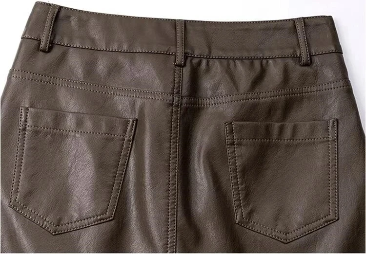 new autumn winter Fashion casual plus size brand female women girls Genuine Leather skirt