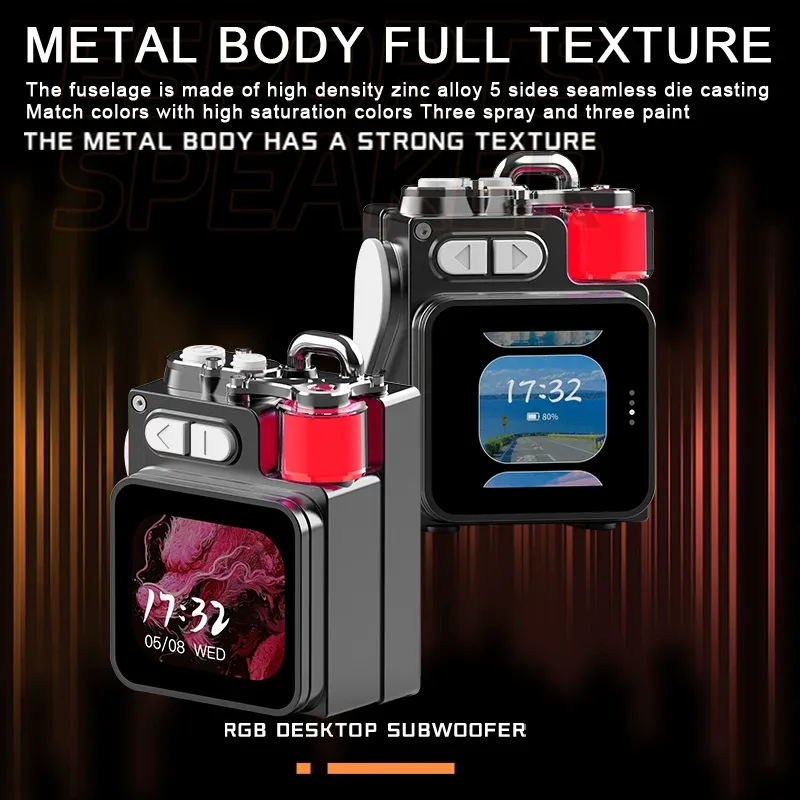  Powerful Bluetooth Speaker, Bass Wireless Outdoor Speakers LED Display Screen with RGB Desktop Subwoofer 