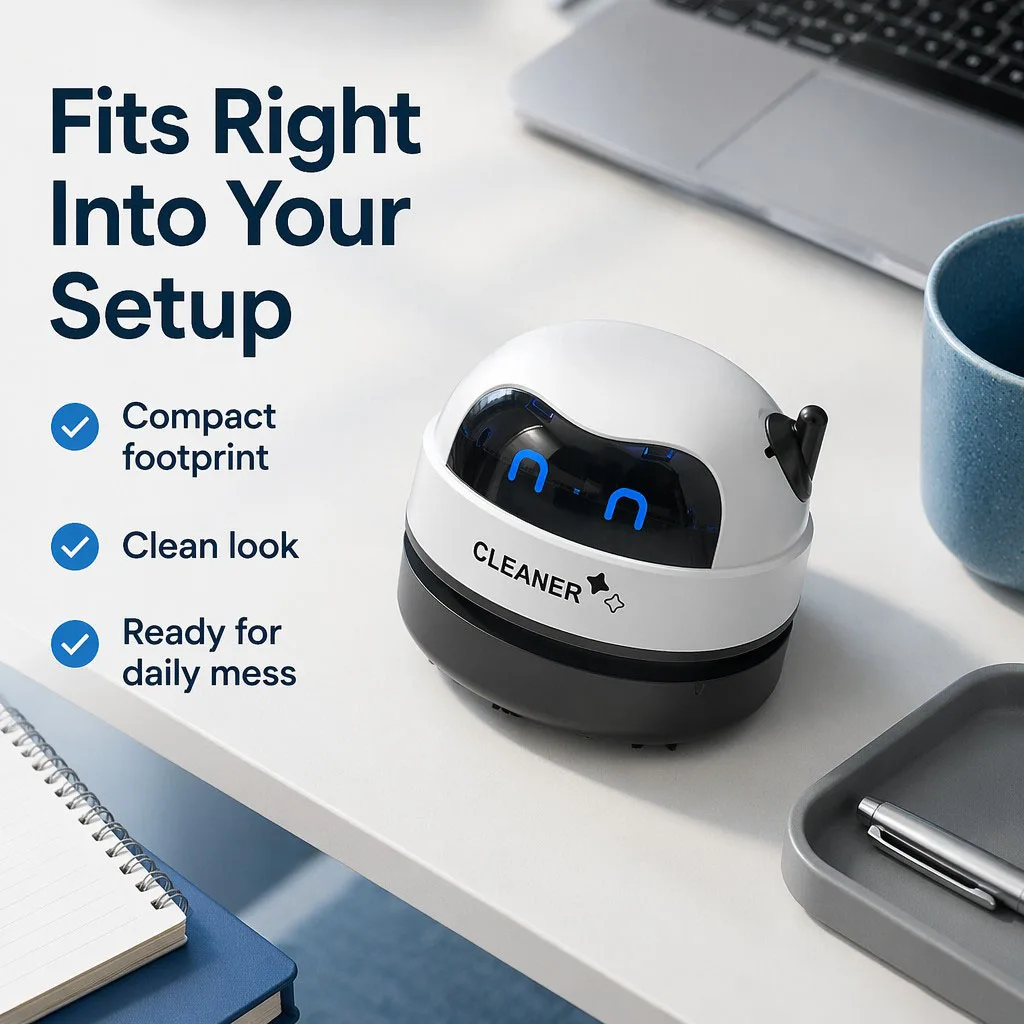 Cute Robot Mini Desk Vacuum Cleaner Portable USB Handheld Tabletop Sweeper for Office Study Keyboard Cleaning Tools