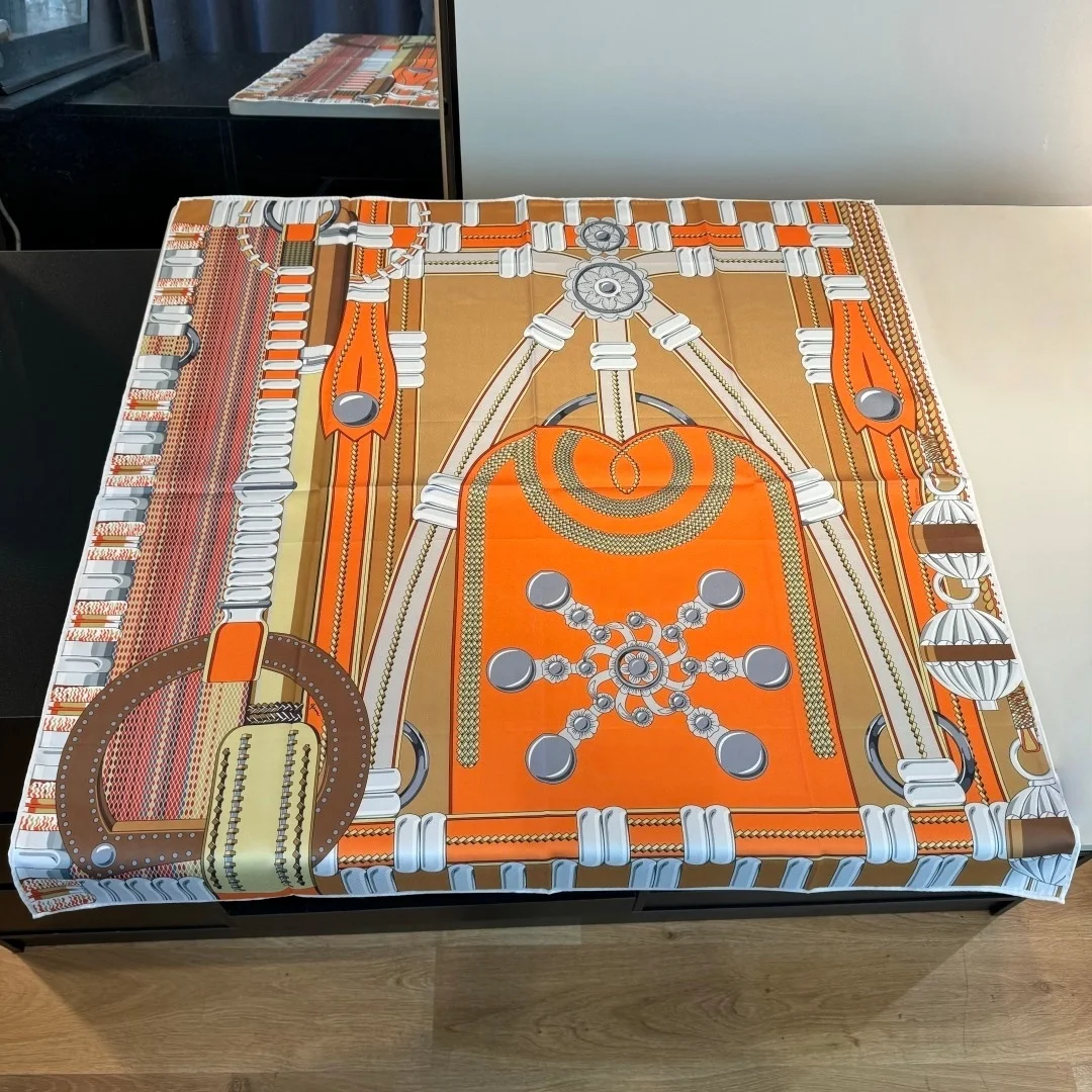 

Элитный шелковый платок люксового бренда, 100% натуральный шелк, ручная работа, подарочная шаль, квадратный платок 90x90 см