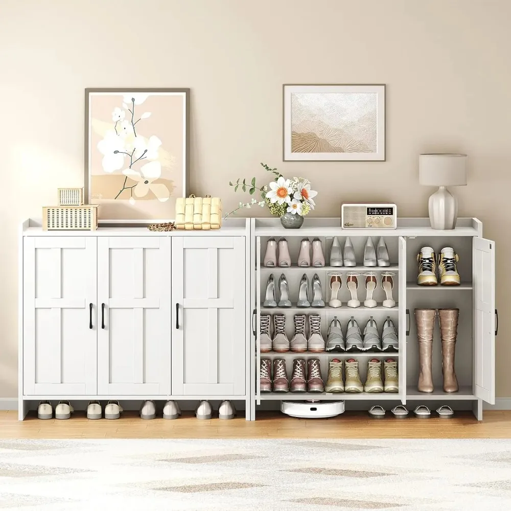 

Entryway shoe cabinet storage set, two-piece set, wooden three-door shoe cabinet, 42.1-inch freestanding shoe cabinet