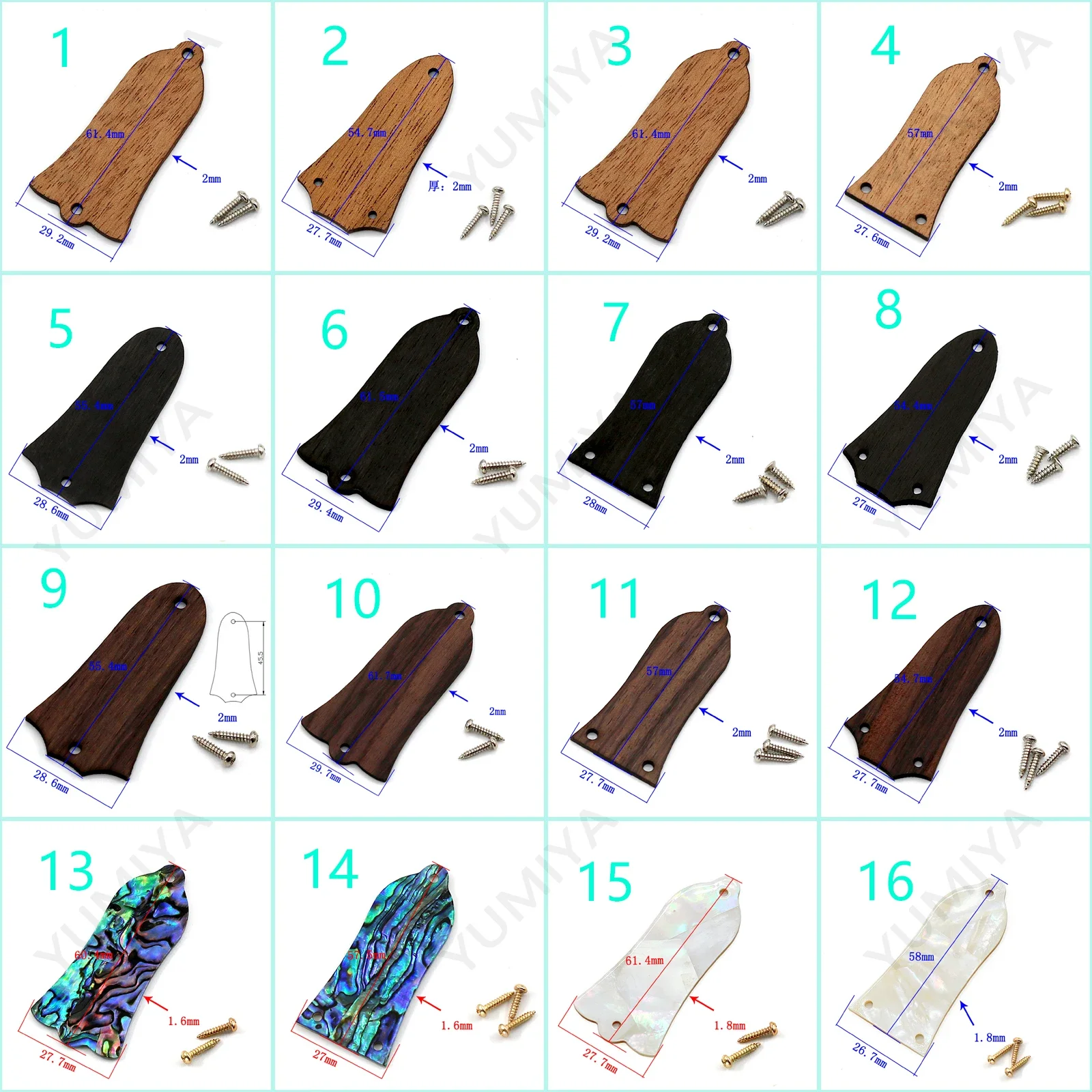 Truss Rod Cover Plate Holder 1 Piece Acoustic Guitar Headstock Covers Bell-Shaped 2 Hole 3 Hole for Gib LP SG Matching