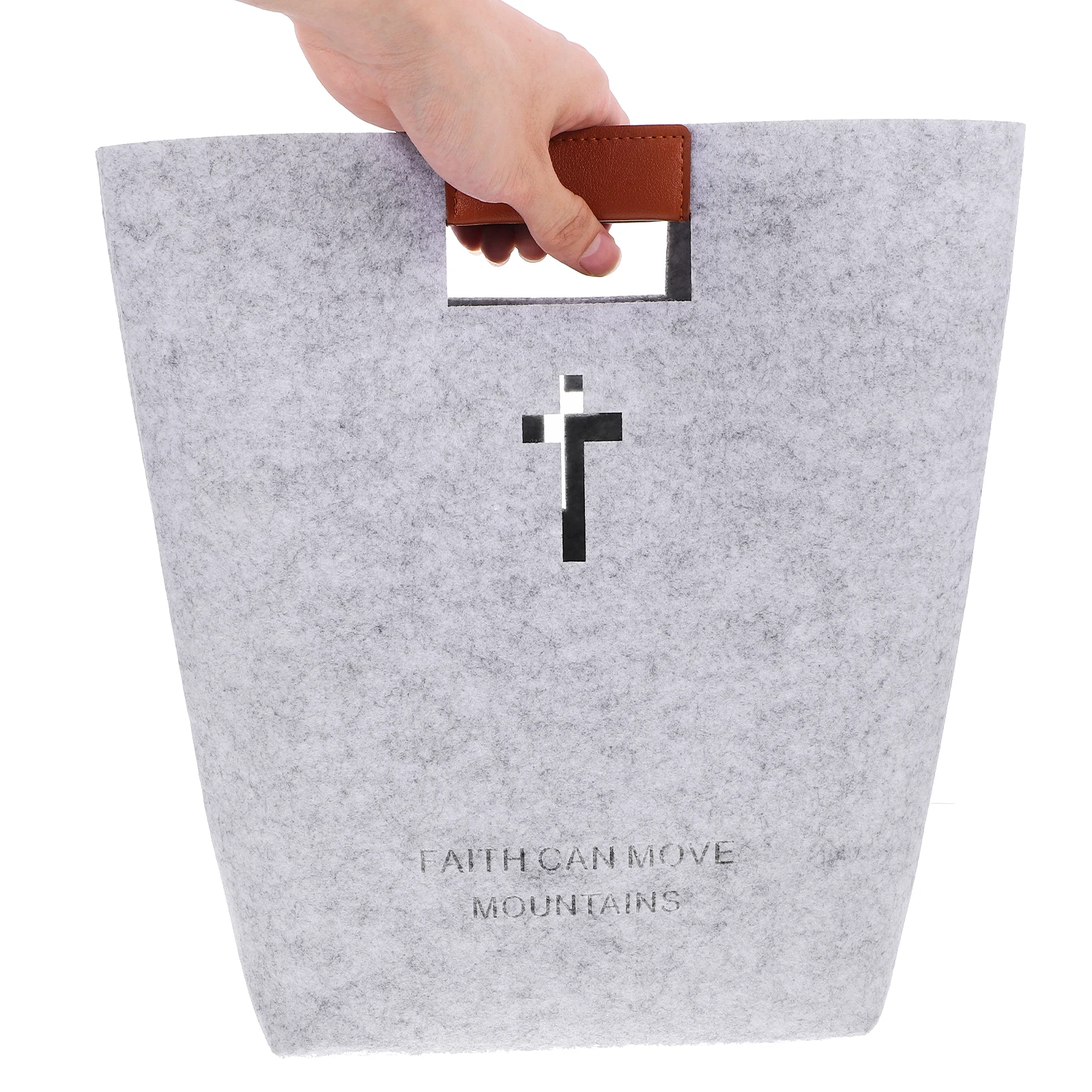 

Bible Storage Felt Cross Large Capacity Tote Bags Women Shopping Bag Gray Bible Accessories Religious Gifts Grocery Bag