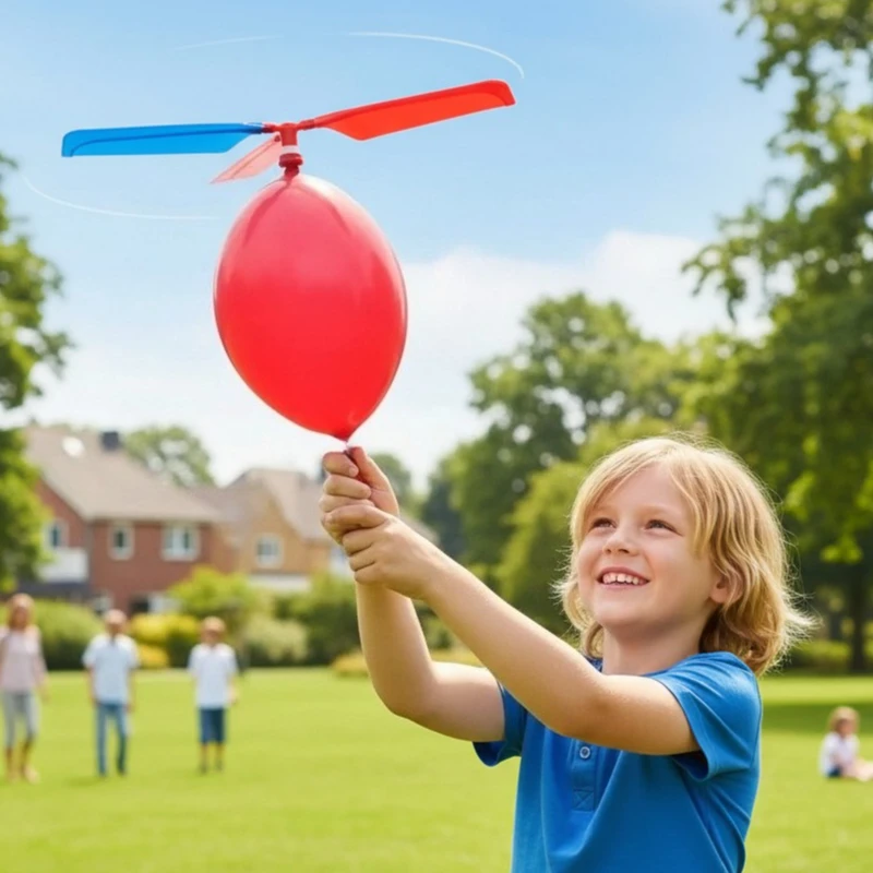 Fun Outdoor Flying Toy Balloon Powered Helicopter For Kids Birthday Party Game Portable Gift Childrens Day Celebration Activity