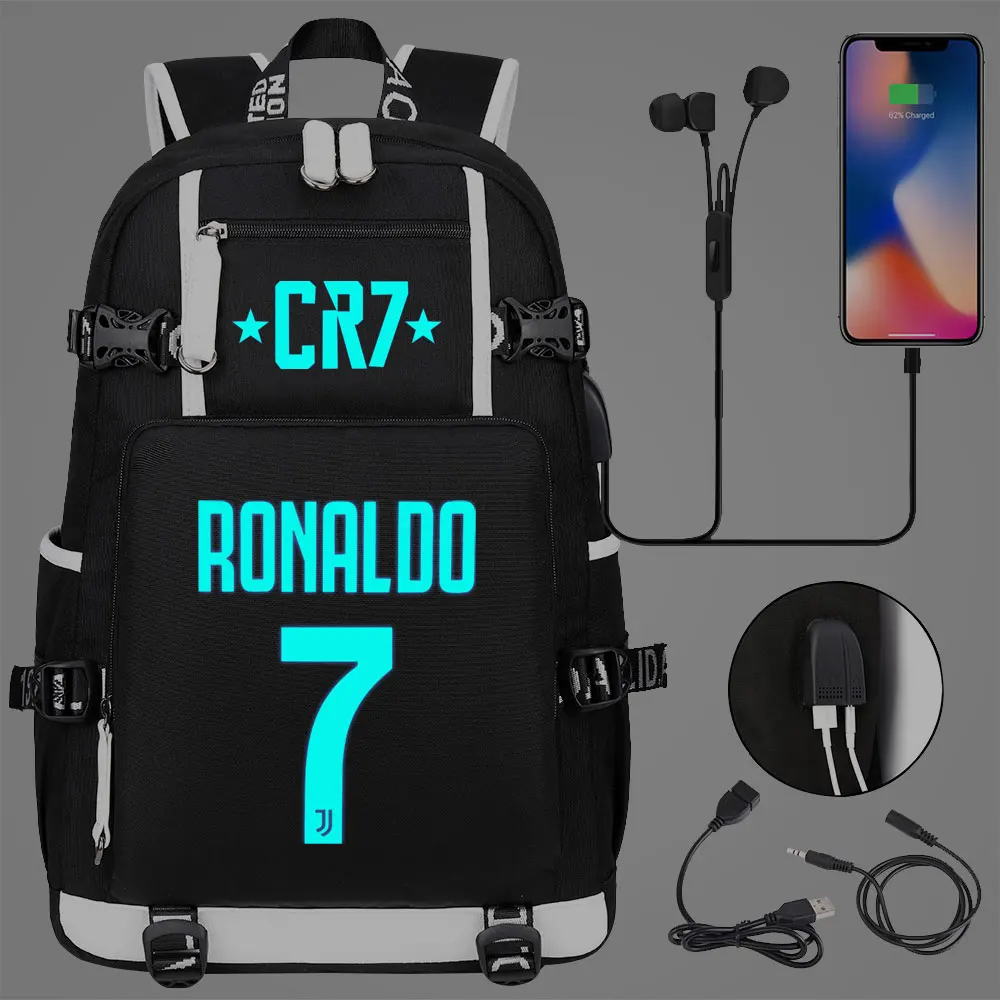 Luminous CR7 Football Backpack Waterproof Children\'s backpack Boys Girls Senior High School Teens backpack Mochila Infantil