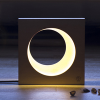 Space method/accidental design full moon light string moon light, Japanese solid wood desk lamp wooden led bedroom bedside