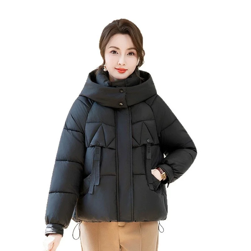 2025 Winter New Down Jacket Women Parkas Short Cotton Padded Jackets Loose Cotton Coat Female Hooded Outwear Thick Overcoat Tops