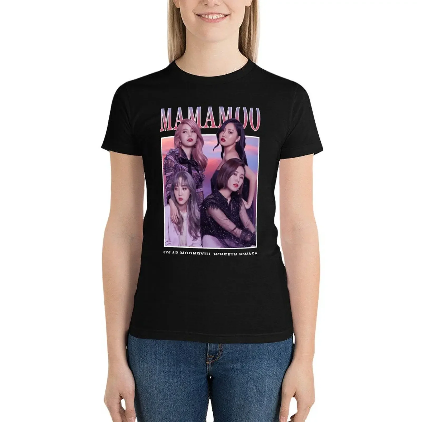 MAMAMOO Members Photoshoot Vintage Retro Band Style 90s T-Shirt Blouse plus size tops female Women tops