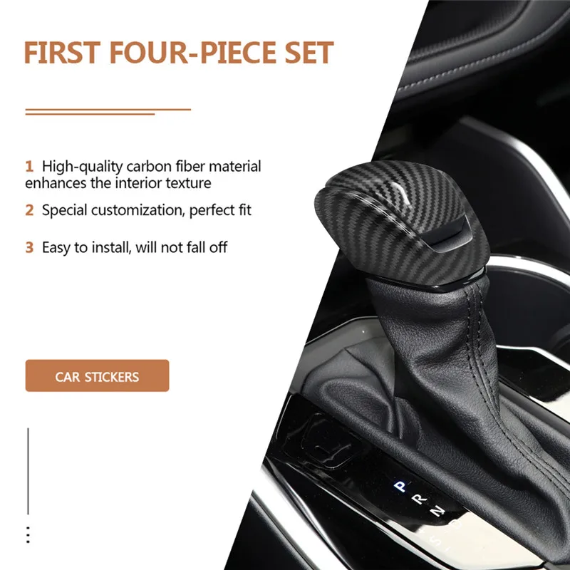 

ABS Carbon Fiber Gear Shift Knob Head Cover Trim For Totoya RAV4 2019-2023 Toyota Highlander 2020-2023 Car Accessories