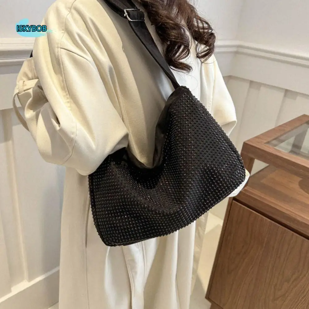 

Elegant Diamond Shoulder Bag Luxury Rhinestone Shiny Dinner Bag Large Capacity Strap Adjustable Sparkly Evening Bag Wedding