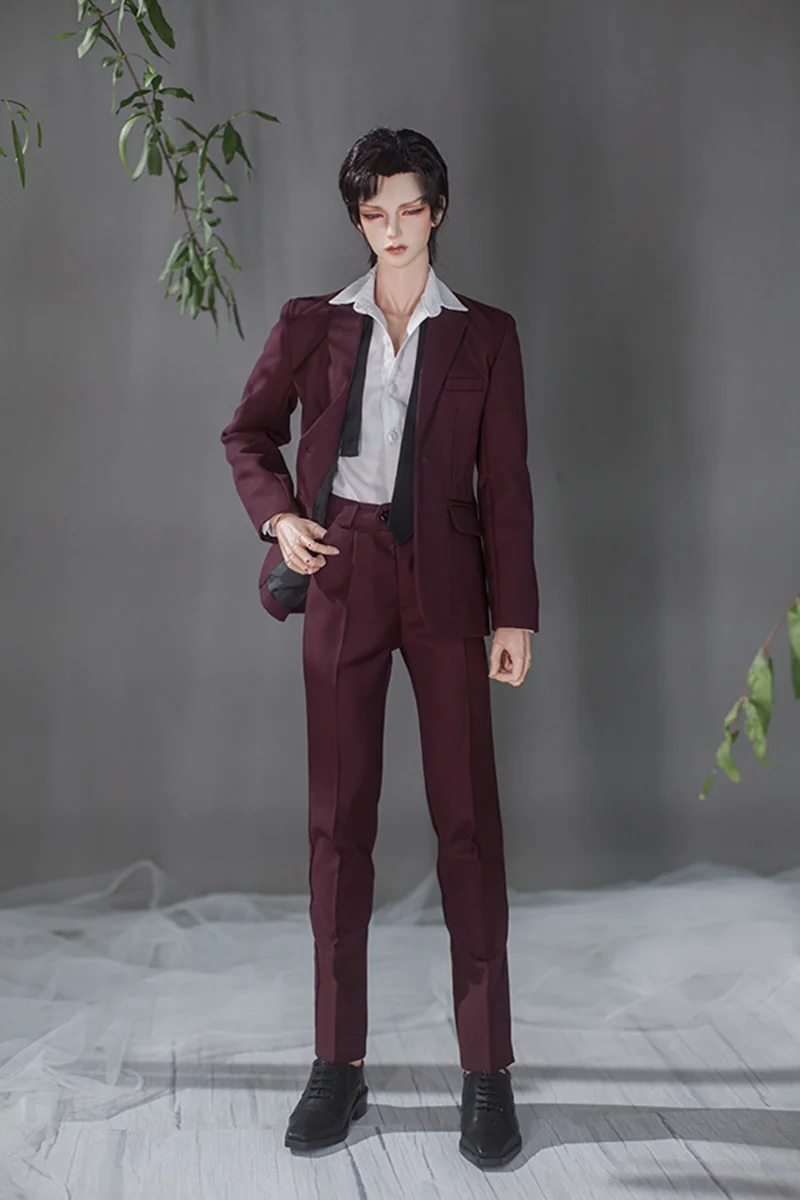 Custom-made BJD Dolls SD17-Uncle Clothes Set Deep Blue and Dark Wine Red 2 Flat Button Gentleman Suit Coat + Trousers Set Model