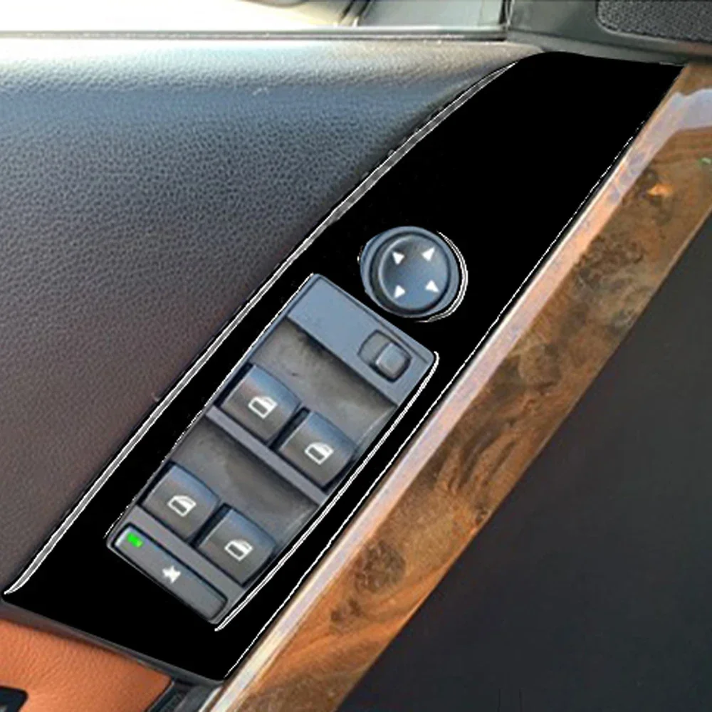 Window Lift Switch Button Trim Cover Car Interiors Accessories Decoration For BMW 5 Series E60 2004-2007 Carbon Fiber Sticker - view 3