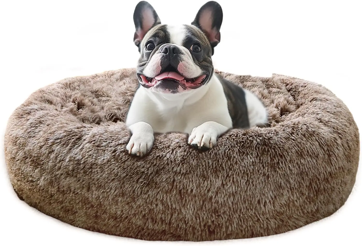

Medium Calming Dog Bed, Anti-Anxiety Donut Cuddler Cat Bed With Anti-Slip Bottom, Fluffy Hine Washable Pet Cushion For Medium