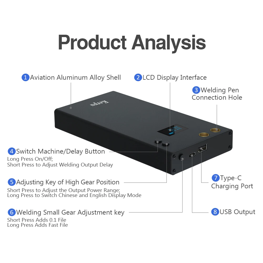 7500mAh Mini Spot Welders 70 Gears Adjustable Portable Energy Storage Welding Machine For 18650 Battery Packs Nickel Welding Kit