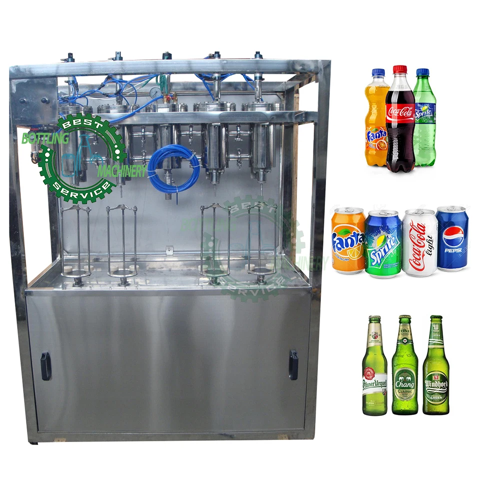 Semi auto 350ml 550ml bottle aluminum cover SS304 small 2 4 head nozzle carbonated drink filling machine