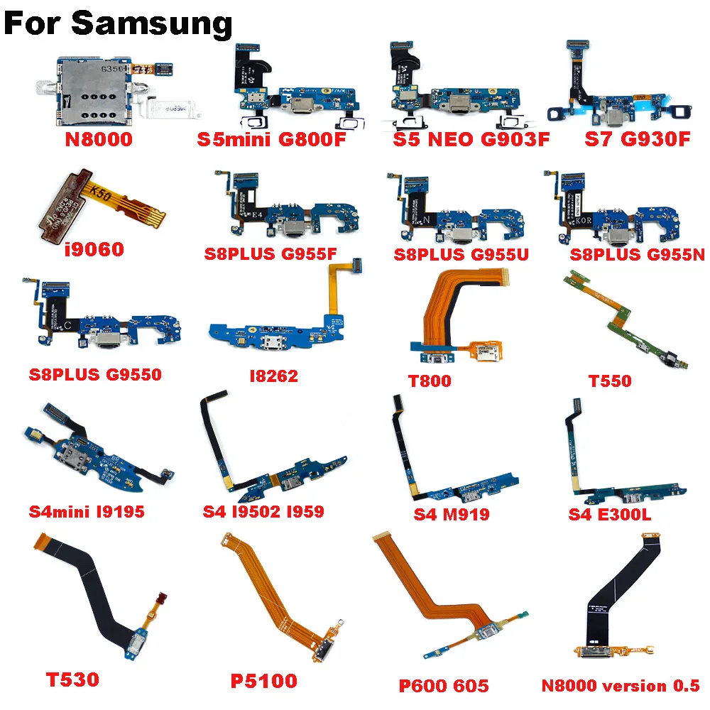 USB Charging Charger Port Flexible Cable for Samsung S4 5 7 S8PLUS I8262 T800 T550 T530 P5100 P600 N8000 Tail Plug Ribbon Cable