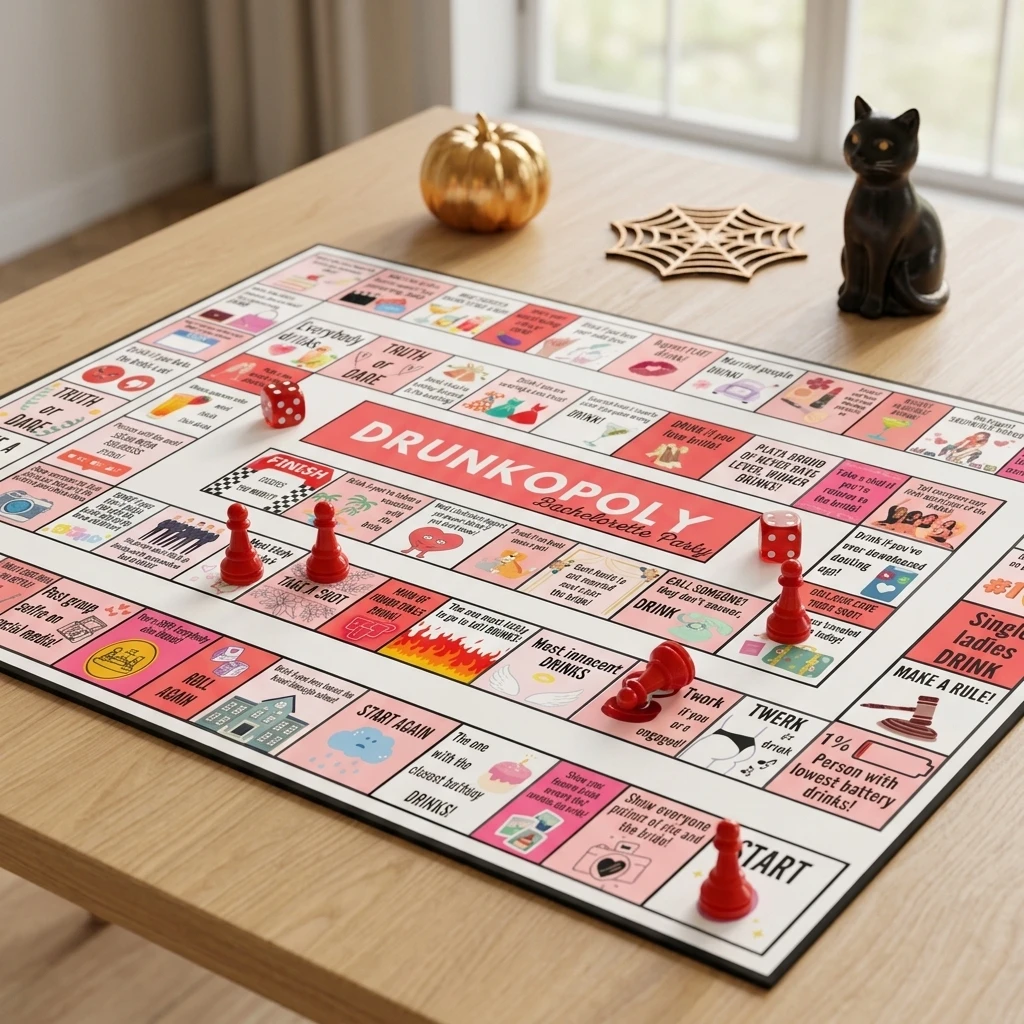 Party Board Game Set, 1 Game Sheet with 2 Dice & 5 Pawns, Fun Interactive Game for Family & Friends Gatherings