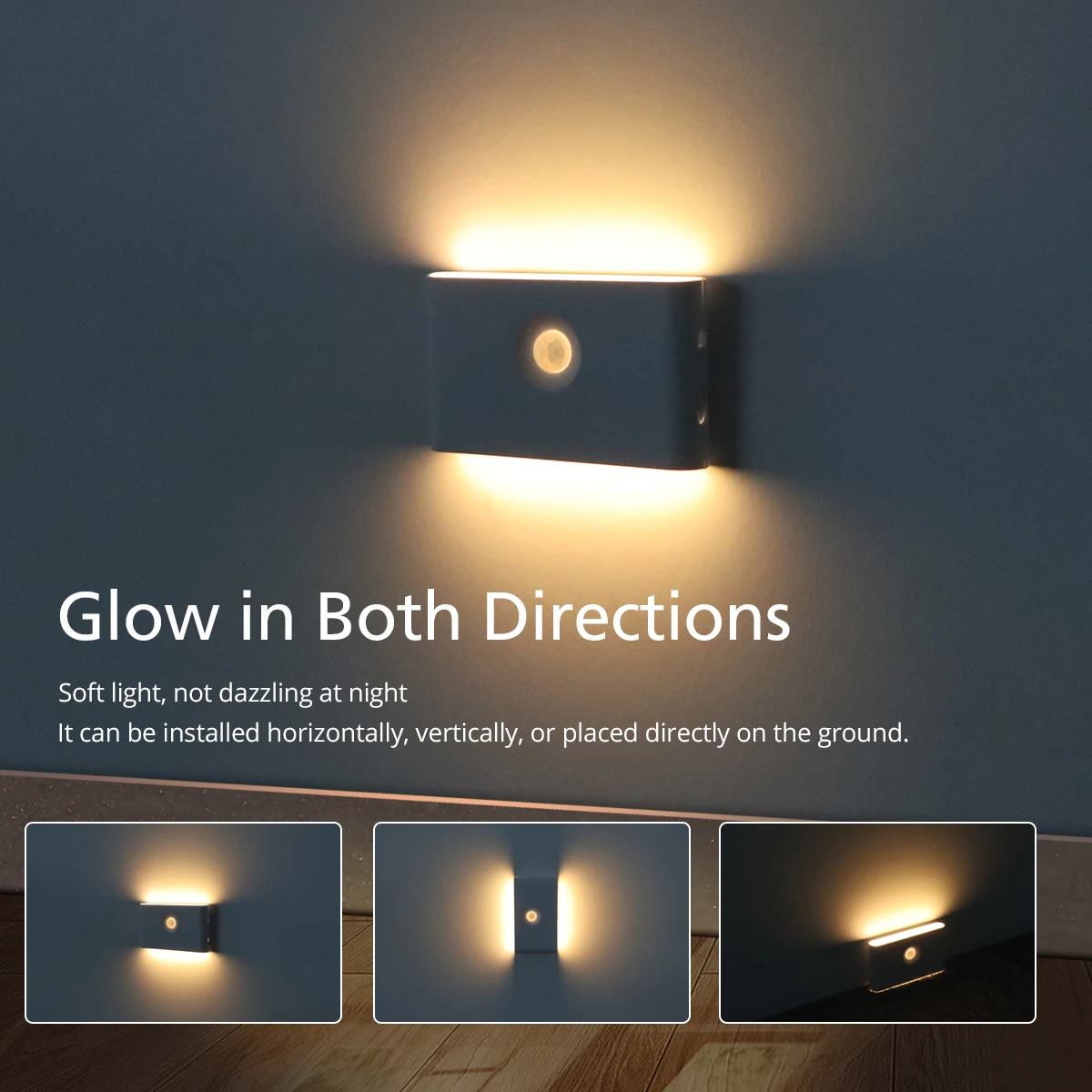 Wireless Linkage Induction Night Light, USB Rechargeable, Motion Sensor, LED Wall Lamp for Kitchen, Stair, Corridor, Bedroom