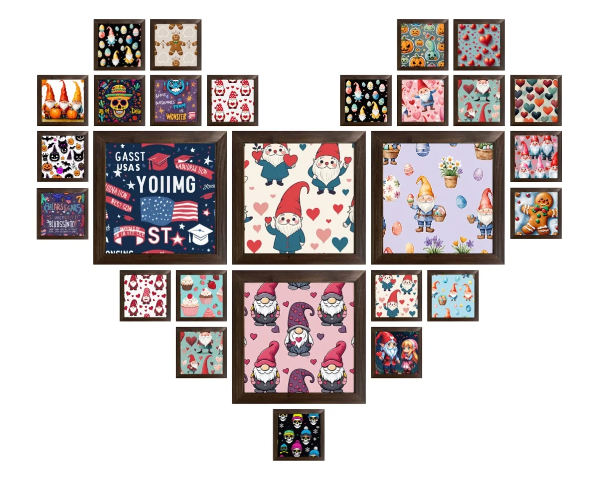 Christmas and Love Elements Cartoon Style American Print Oil Painting Waterproof Suitable for Stores, Room Decoration Items