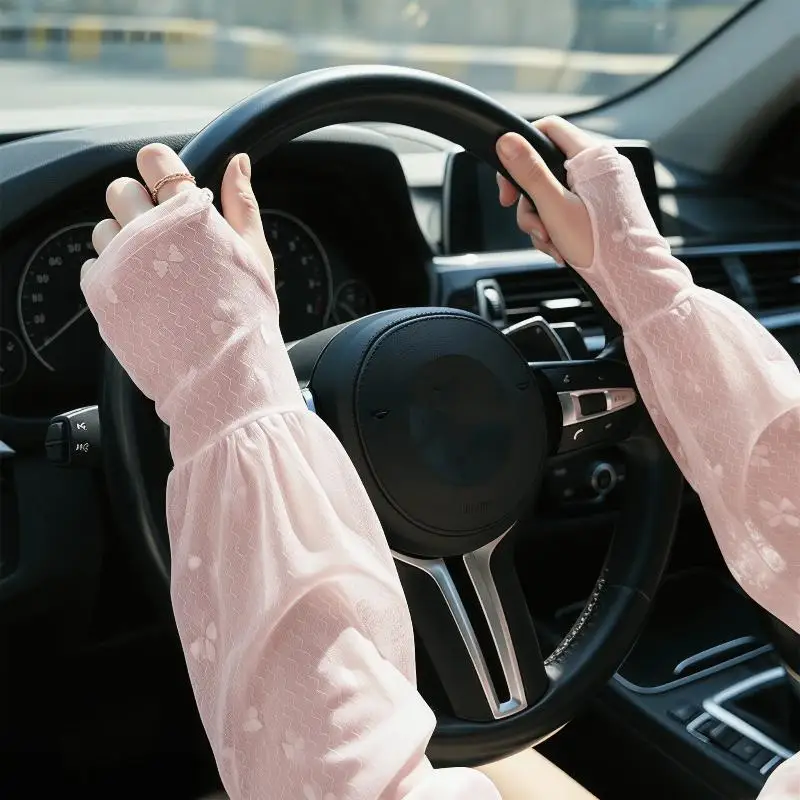 Summer Long Fingerless Gloves Women Sun Protection Thin Lace Mesh Sleeves Gloves Sunscreen Uv Breathable Driving Arm Sleeves