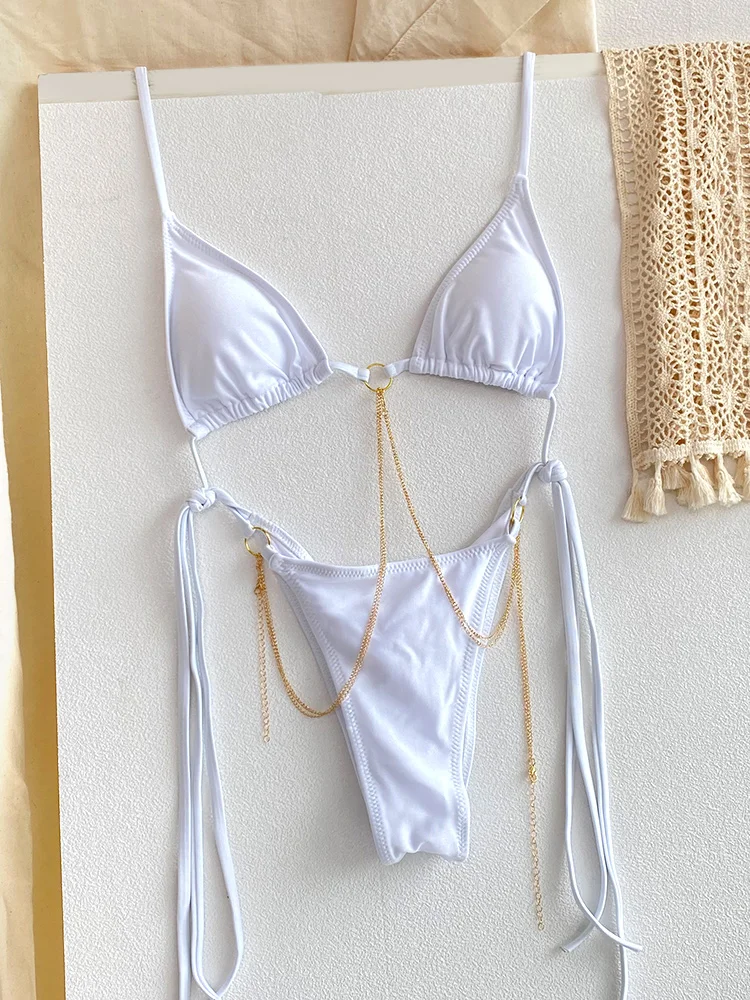 ZRTAK Micro Tangas Bikini Traje de Baño para Mujer 2026 Sexy Conjuntos de Bikinis Paisley con Anillos Ropa de Playa Esta