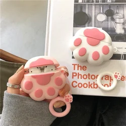 Kawaii Cute Cartoon Cat Paw Soft Silicone Protective Shell Soft Case For JBL Wave 200TWS With Keychain Cover  for jbl 200