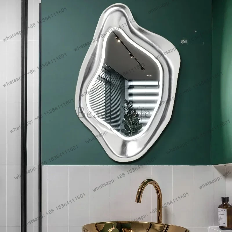LXEuropean decorative meal border special-shaped makeup mirror retro art mirror wall hanging light luxury bathroom mirrorSSS