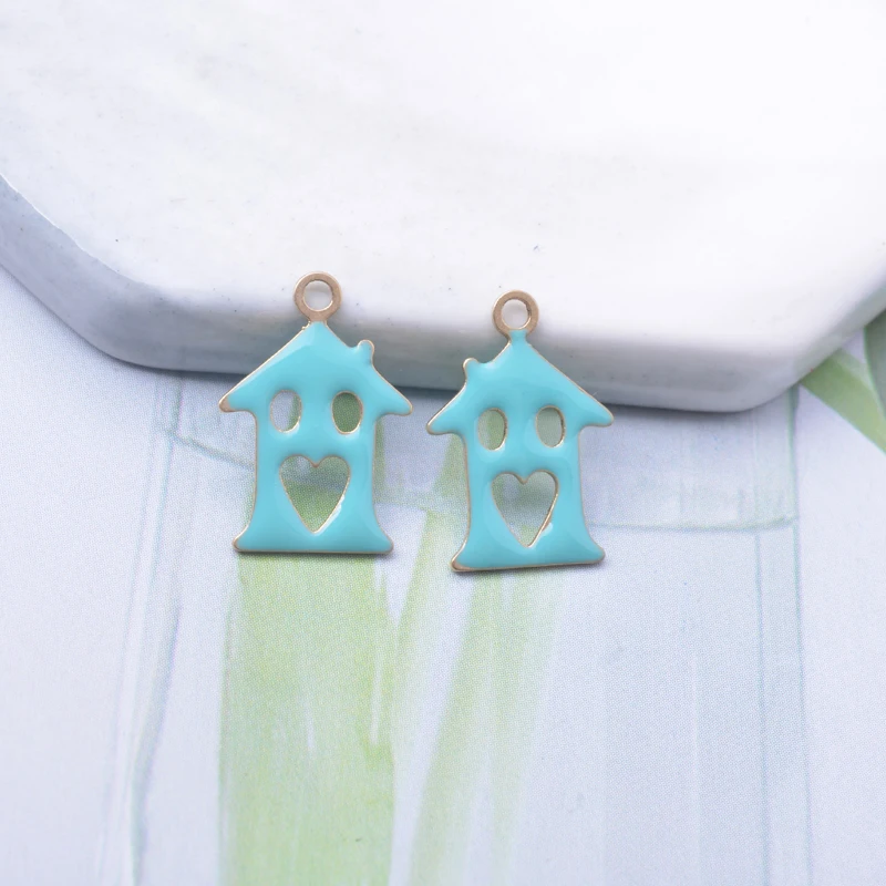 30 Stück Kupfer beidseitig emaillierte Liebeshaus-Anhänger, lila Emaille, kleine Anhänger für DIY-Halsketten und Armbänder, Zubehör im Großhandel – Detail 7