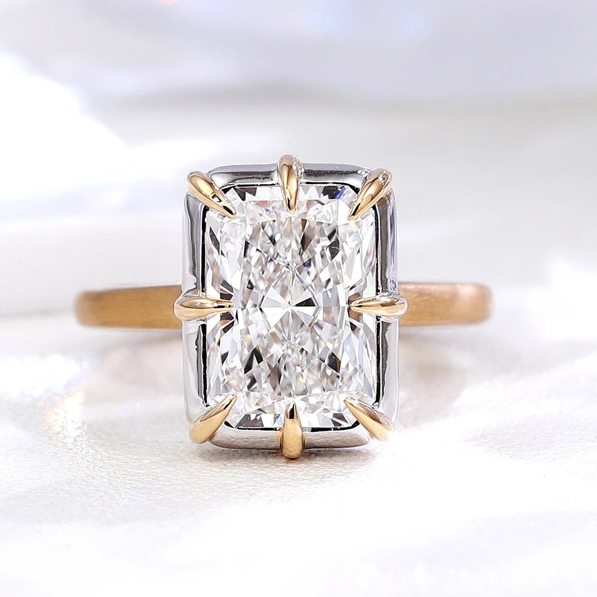 Provence Moissanite Radiant Cut Anniversary Rings for Women D Color VVS1 4.5 CT Engagement Rings for Wife with GRA Custom Ring