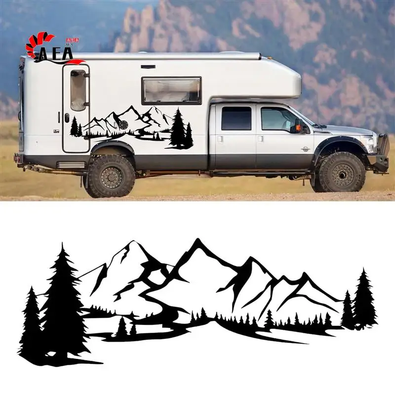 

AEA0-RV Motorhome Side Body Sticker DIY Large Mountain Tree Decal Sticker Decoration For Car Caravan Trailer