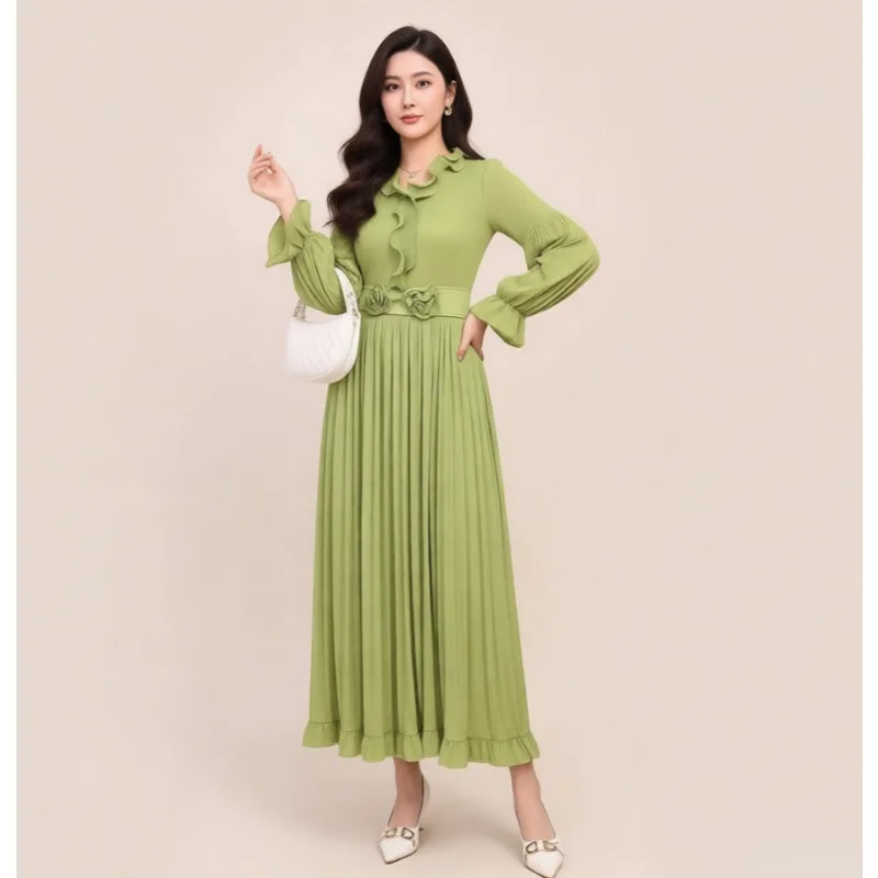 Miyake Abiti A Pieghe 2026 delle Nuove Donne di Estate Abito a maniche lunghe Increspato Pieghe Pressate Elegante Temperamento Gonna Plisse