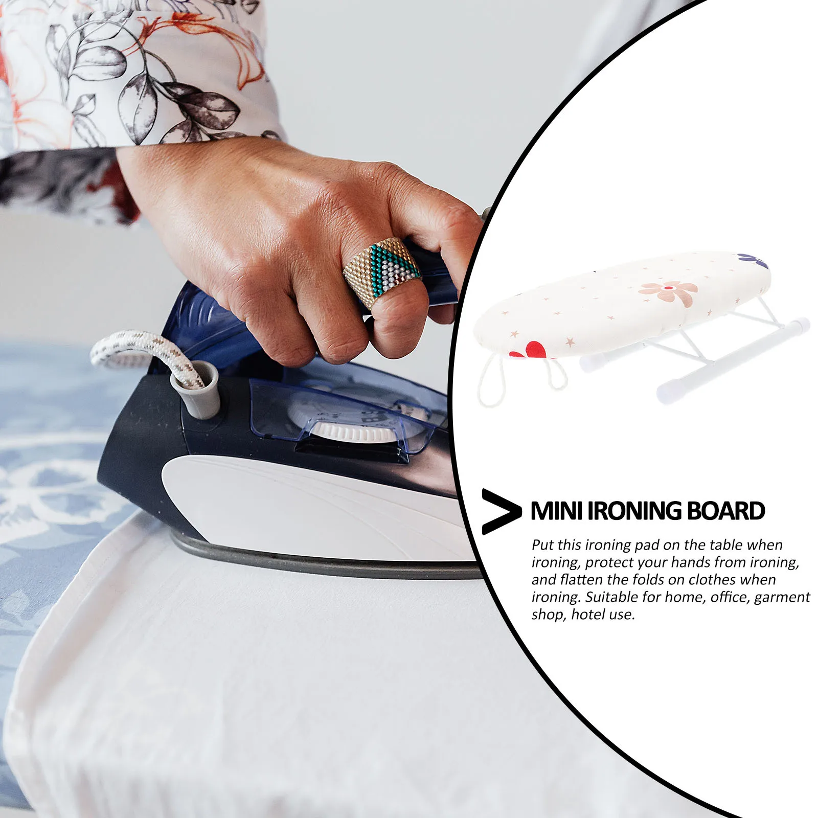 

1pc Premium Mini Ironing Board Heat Resistant Printed Sleeve Pad Collar Cuff Wrinkle Removal Easy Storage Travel Home