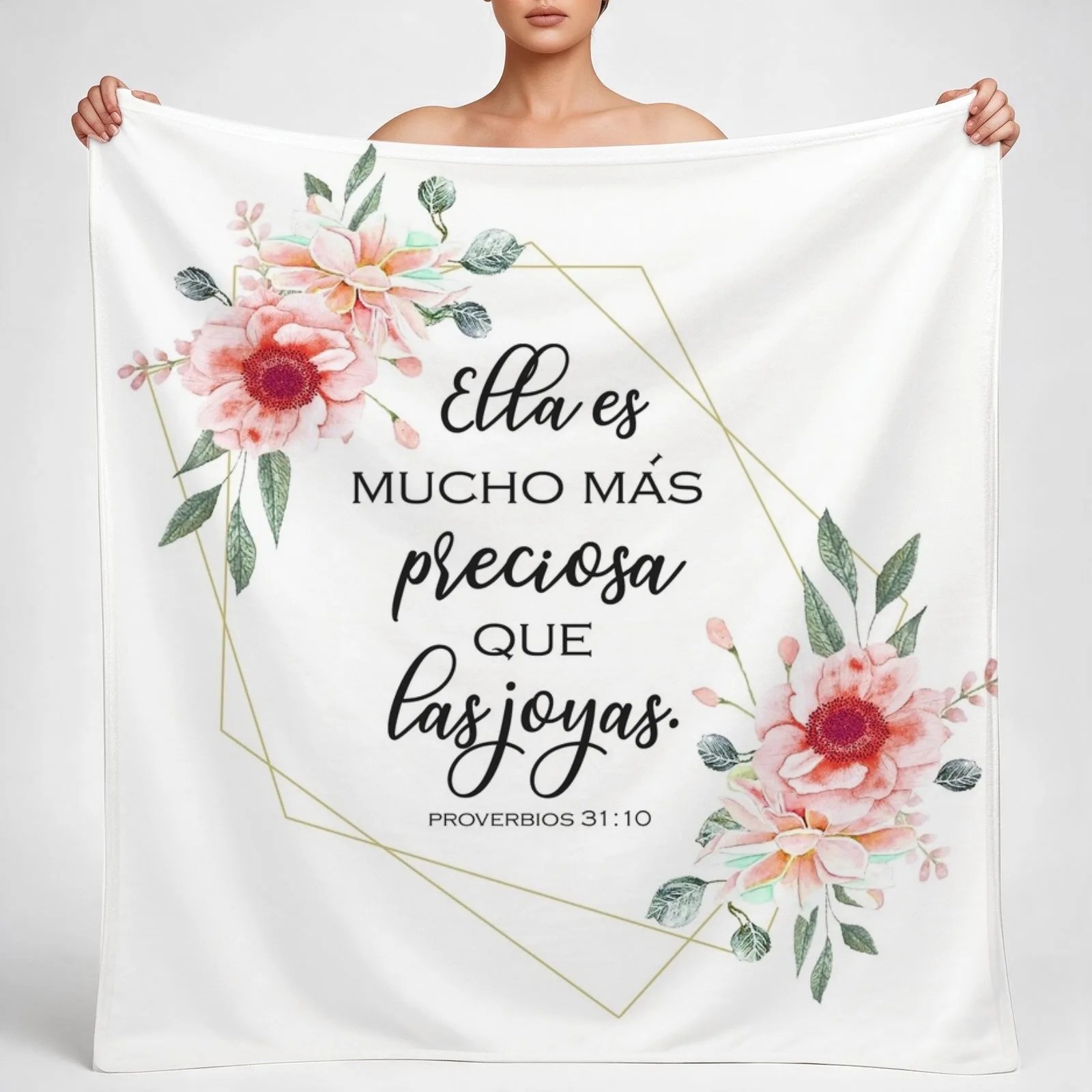 Spanish bible verse Proverbios 31:10 Throw Blanket couch cozy soft plush fuzzy picnic outdoor blanket