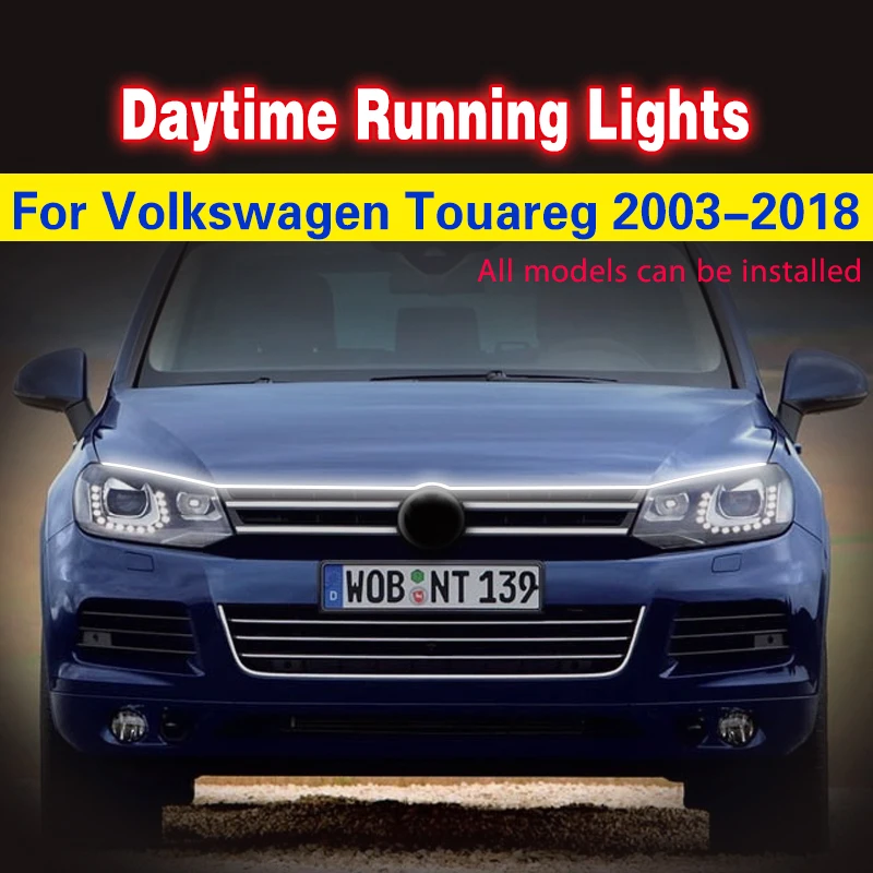 LED Daytime Running Light for VW Volkswagen Touareg 2003-2018 DRL Flexible Car Decorative Atmosphere Lamps Strip DRL Waterproof