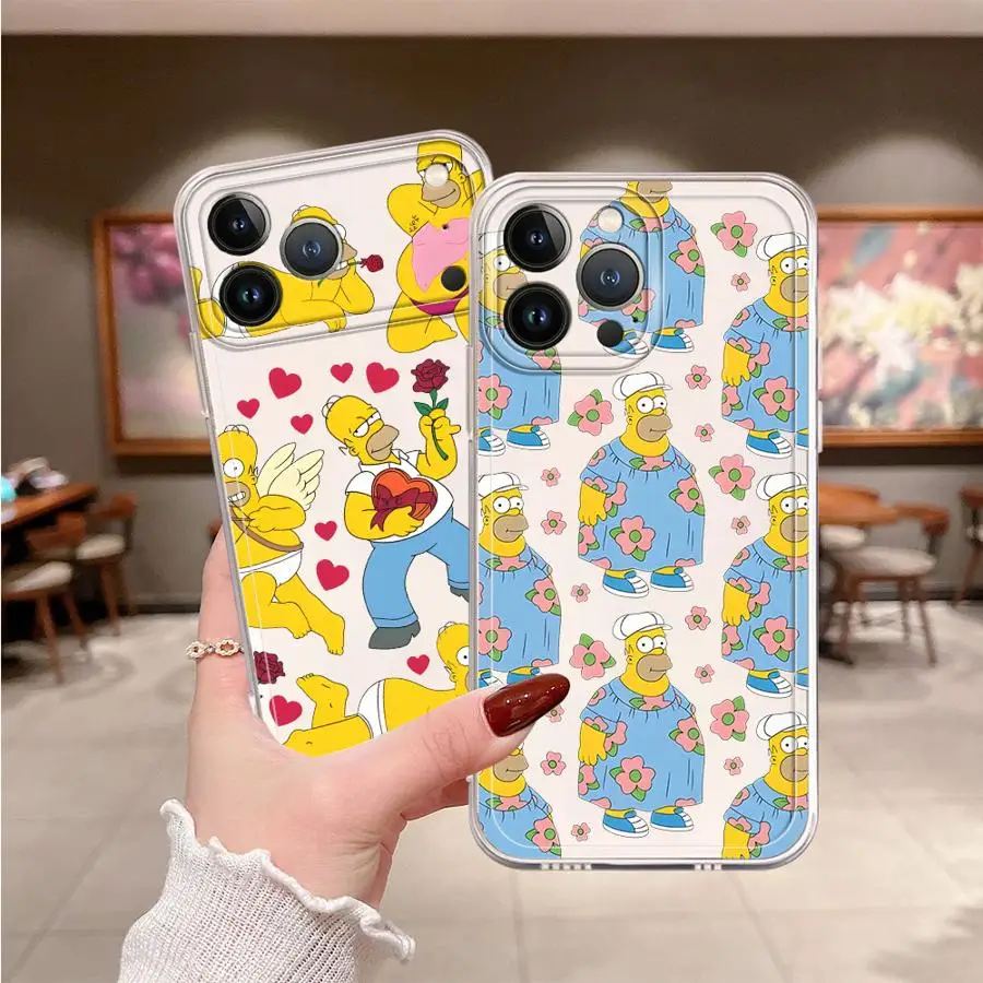 Coque de téléphone souple The Simpsons Funny Homer pour iPhone 17 Pro Max 12 Mini 15 14 Plus XR 13 Pro 11 16 17e Air XS Max