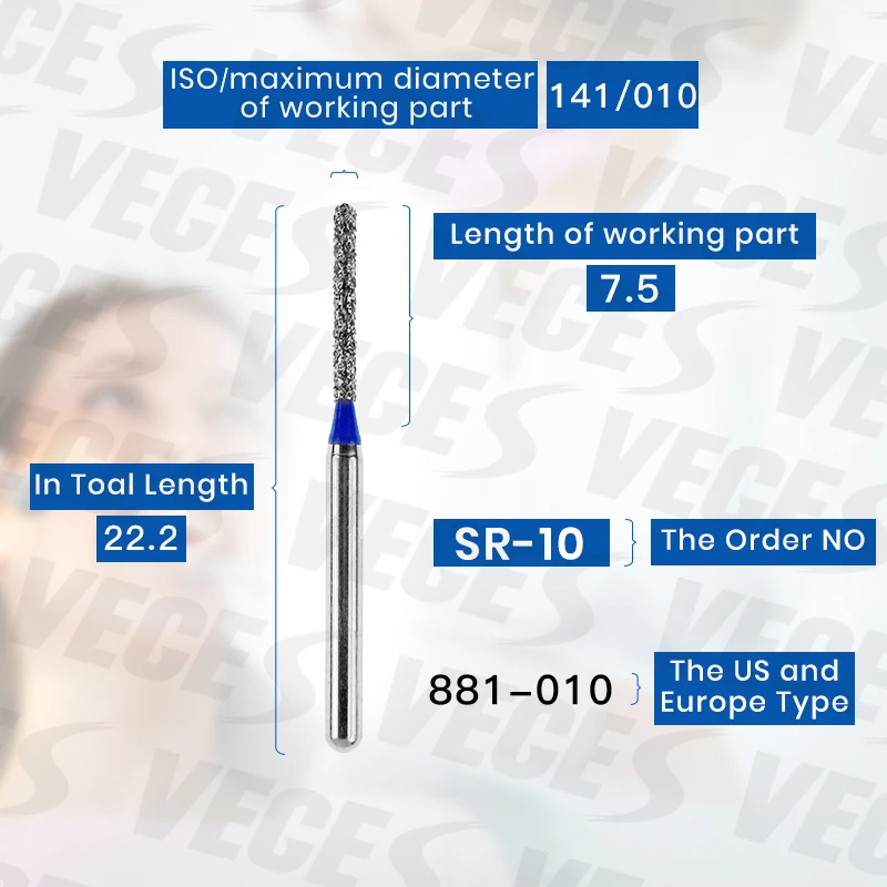 10 szt./zestaw dentystyczne wiertła diamentowe serii SR do szybkiej zestaw wierteł FG polerowanie zębów do szlifowania zębów 1.6mm trzpień