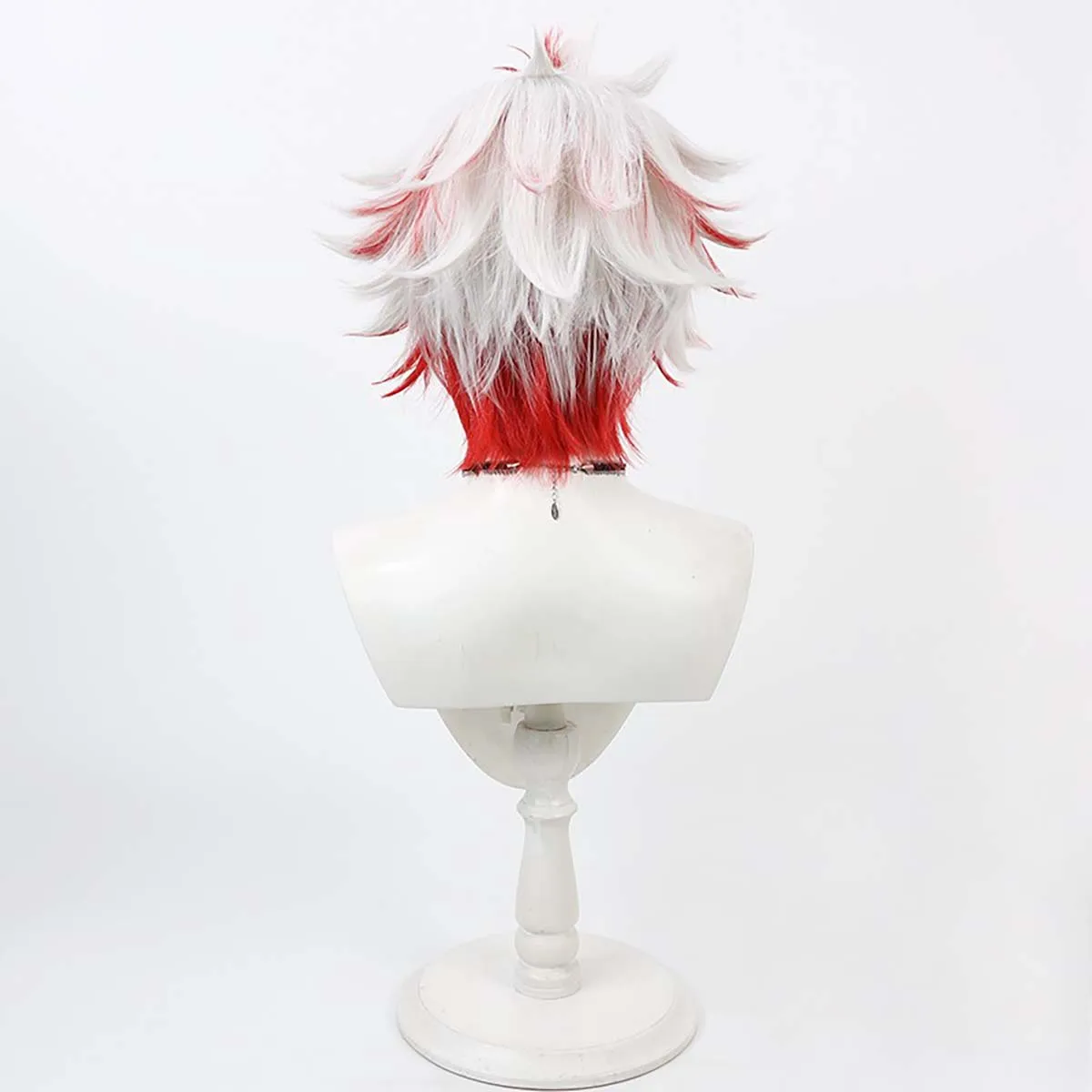 Mannen Game Wuthering Waves Litteken Cosplay Rood Wit Korte Hittebestendige Synthetische Haar Pruik